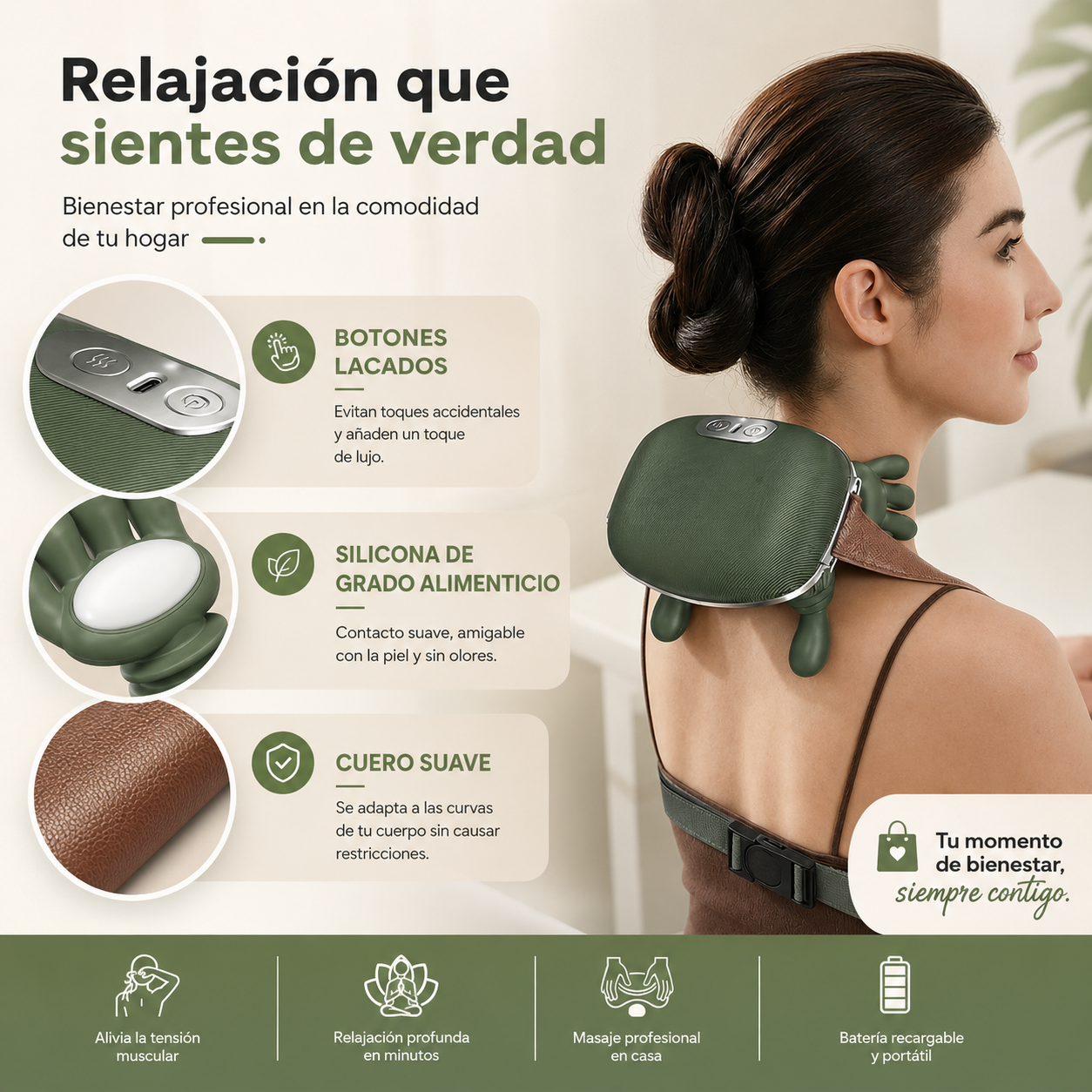 Masajeador 4D con Calor Terapéutico para Alivio Muscular
