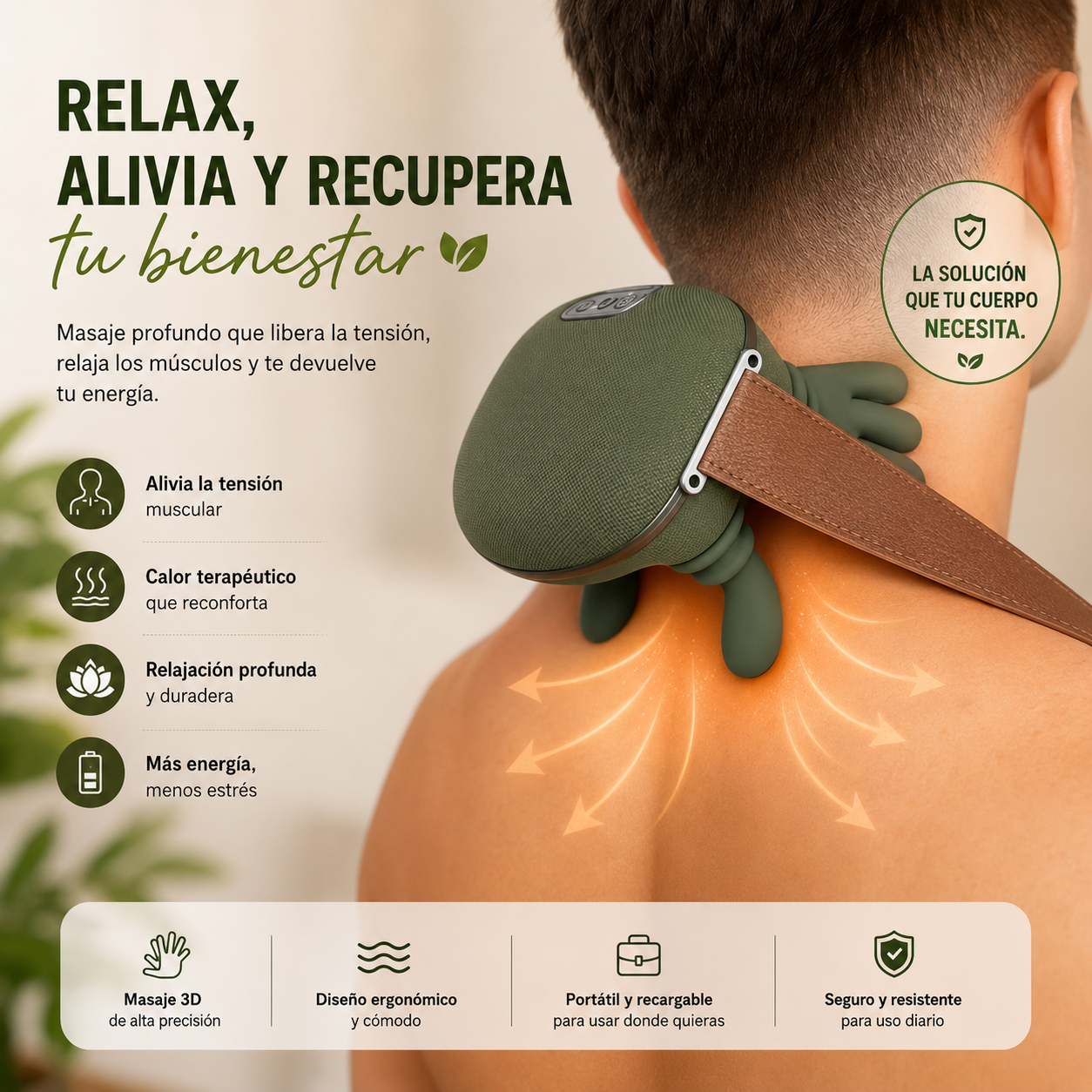 Masajeador 4D con Calor Terapéutico para Alivio Muscular