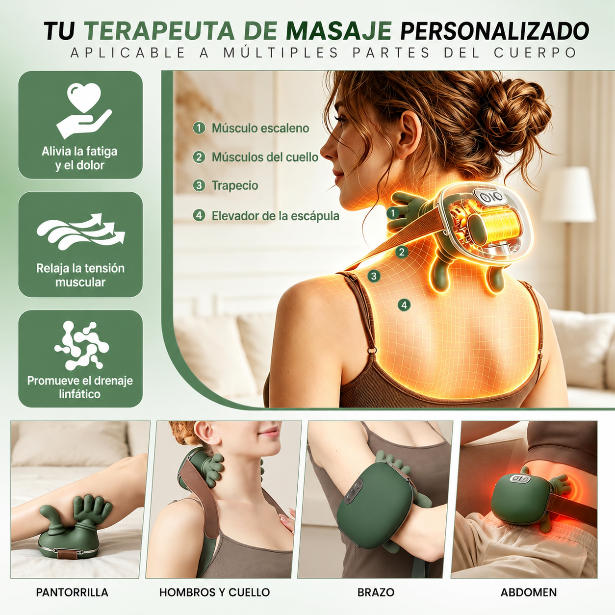 Masajeador 4D con Calor Terapéutico para Alivio Muscular